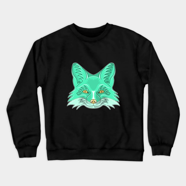 cyan fox face Crewneck Sweatshirt by dwalikur